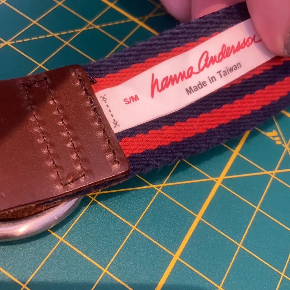 Hanna Andersson Navy and Red Striped D Ring Boys Belt 31” Size Small Medium